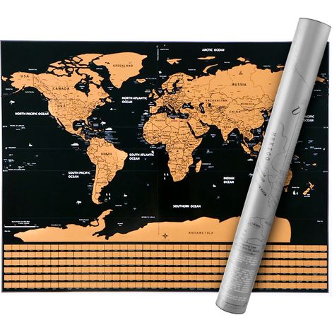 Carte du monde à gratter, affiche interactive, atlas de voyage, décoration, grand cadeau de luxe (1/5)