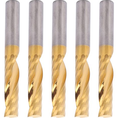 Fraise hélicoïdale HSS 6x25x50mm, lot de 5 fraises à défoncer CNC, coupe rapide carbure, fraise en bout pour bois, métal et plastique, précision optimale. (1/5)