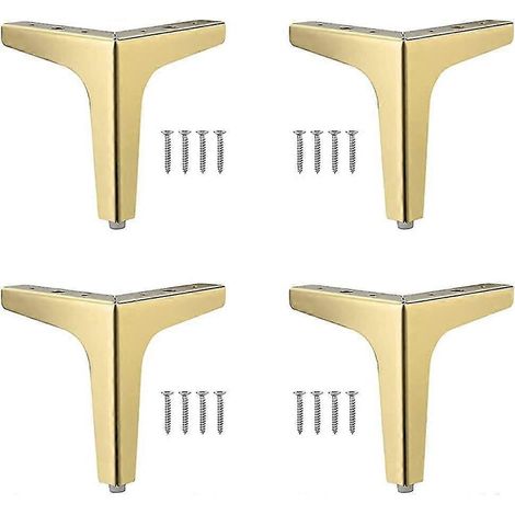 Pieds de meubles triangulaires en métal, pieds de rechange triangulaires pour armoire, pieds de meubles triangulaires, pieds de canapé et d'armoire à monter soi-même, pieds d'armoire dorés, avec vis (1/5)
