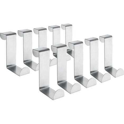 10 ganci reversibili in acciaio inox per ante standard e per ante di armadi, carico massimo 5 kg (1/4)
