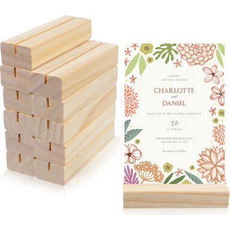 12 Pcs Porte Photo Sur Pied, porte-cartes de table en bois, Porte Carte Bois, Support Photo Cartes Menu Mariage pour Presentoir Cartes Postale Mariages Restaurants Banquet de Fêtes (1/5)