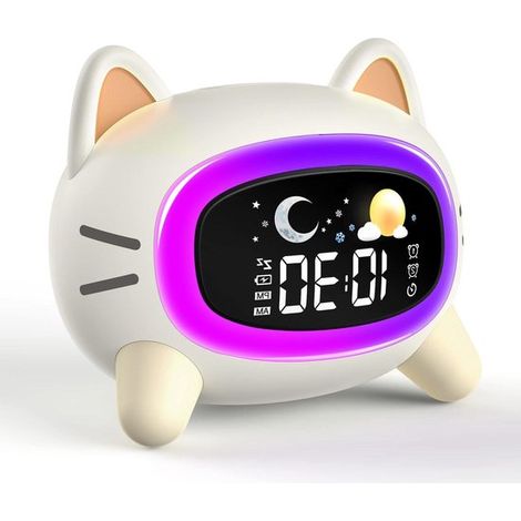 Sveglia per bambini/Orologio per l'addestramento al sonno - Luna, Sole, Suono - Display digitale, Alimentazione a batterie, con luce notturna