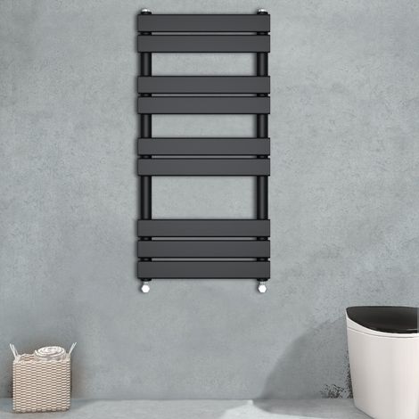 Flat Panel Heated Towel Rail Bathroom Rad Radiator Black 1000x600mm