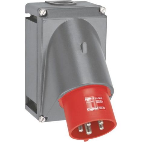 Fiche inclinée Hypra IP44 32A - 380V à 415V - 3P+N+T - plastique - LEGRAND