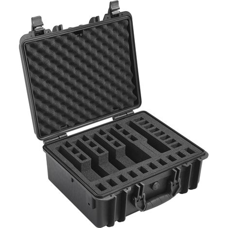 Mallette rigide pour pistolet avec mousse prédécoupée, étanche et anti-poussière pour 5 armes, 48x41x21,5 cm, verrouillable, noire (1/5)