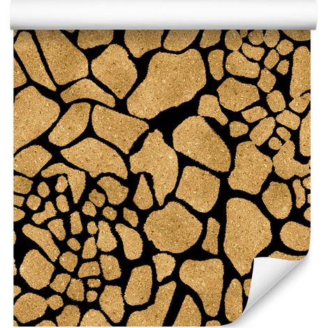 Carta da parati effetto pelle dorata Oro, ocra, nero e crema 50x1000 cm (1/5)