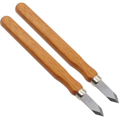 Set mit 2 Holzbearbeitungs-Markierungsmessern, doppelt schräge Klinge aus Kohlenstoffstahl, 7 mm Schnitzmesserspitze (1/5)