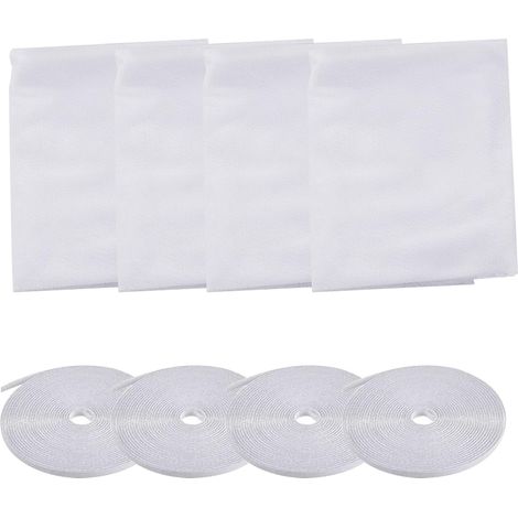 Lot de 4 moustiquaires pour fenêtre, protection contre les insectes, mouches et autres nuisibles, rideau moustiquaire en rouleau, pour patio ou balcon (2 pièces de 1,3 x 1,5 m, 2 pièces de 1,5 x 2 m)