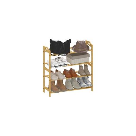 4-stöckiges Schuhregal aus Bambus, Schuhhalter, Kapazität für 12 Paar Schuhe, 67,5 x 24,7 x 72 cm, Naturholzoptik