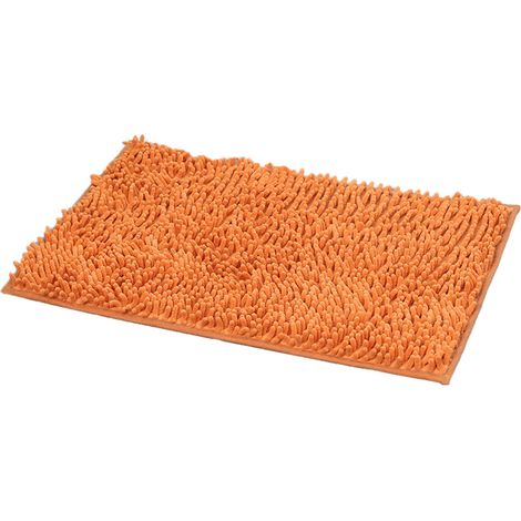 Tapis De Salle De Bain - 30 X 50 Cm - Orange - En Fibres Synthétiques Épaisses - Dos Anti-dérapant En Granules De Latex - Lavable À La Main (1/5)