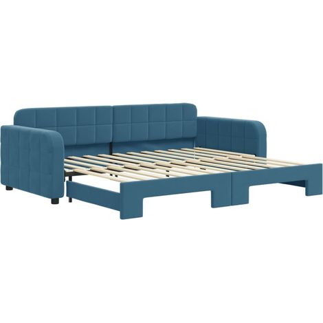 vidaXL Divano Letto con Letto Estraibile Blu 90x200 cm in Velluto (1/5)