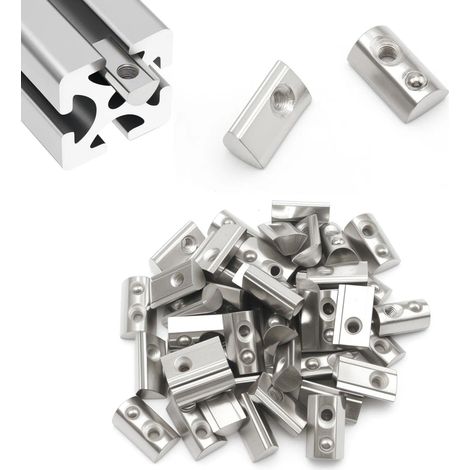 50 Pièces Écrous pour Rainures en T M5, Écrous avec Bille de Centrage en Acier au Carbone, Série 40 Écrou Profilé Aluminium, Largeur de Rainure 8 mm, pour Profilé Aluminium, CNC, Imprimante 3D (1/5)
