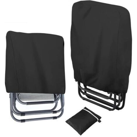Set of 2 foldable reclining chair covers made of 210D fabric for stackable garden chairs (71 x 110 cm) - Black (1/5)