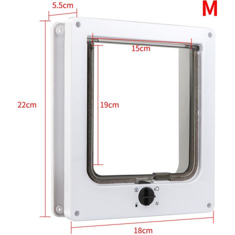 Chatière étanche avec système de verrouillage rotatif à 4 positions pour chat et petit chien, facile à installer et à utiliser, version améliorée