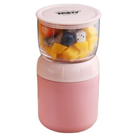 Tasse à céréales pour boîte à déjeuner, yaourt à boire 700 ml, bol à céréales 2 en 1 pour enfants et employés de bureau(rose) (1/5)
