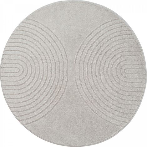 Tapis rond DEMILU  ∅ 120 cm Gris Tapis facile d'entretien idéal pour la chambre