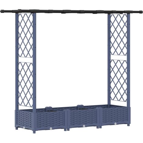 Fioriera da giardino Letto Rialzato con Griglia e Tetto Grigio 164 x 40 x 121 cm PP (1/5)