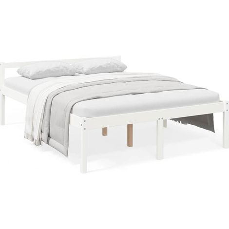 Maison Exclusive - Seniorenbett Weiß 150x200 cm Massivholz Kiefer (1/5)