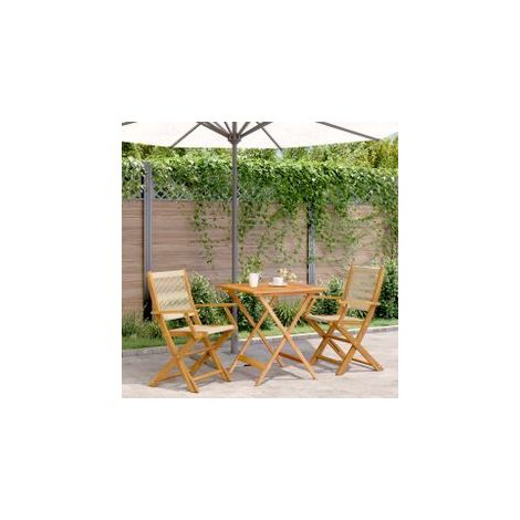 Ensemble de bistro 3 pcs beige polypropylène et bois massif (1/5)