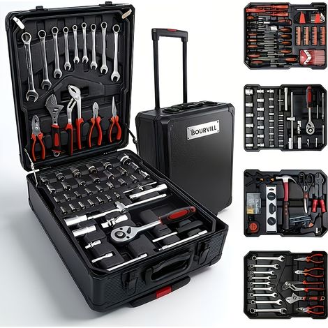 Coffret Outils 899/51 Pièces – Clé Dynamométrique, Cliquet et Tournevis. Douilles Standard/Profondes 1/4", 3/8", 1/2". Réparation Auto/Vélo (Noir002). (1/5)