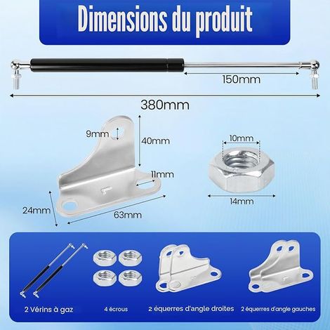 Vérins à Gaz Hydrauliques, 380 mm 200 N Charnière Porte Placard, Amortisseur Porte Placard, Ressort de Compression, Vérins à Gaz pour Levage de Porte Armoire Meuble Cuisine (1/4)