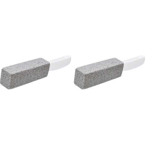 Lot de 2 brosses de nettoyage efficaces pour cuvette de toilettes en pierre ponce, avec manche incurvé en PP, pour carrelage et barbecues. (1/5)