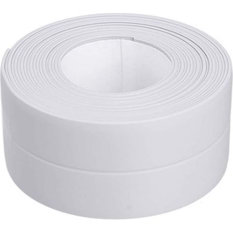 Ruban adhésif étanche en PVC blanc, 3,2 m x 3,8 cm, pour évier de cuisine et salle de bain. (1/5)