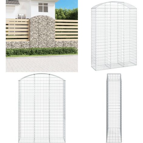 Panier de gabions arqué 150x50x200/220 cm Fer galvanisé - Paniers De Gabions - Mur De Gabions - Clôture Végétale - Décoration Jardin - Séparation Jardin - Home & Living (1/5)