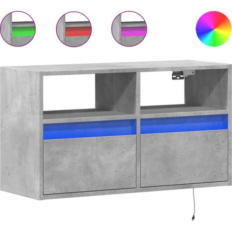 Mobile TV  Armadietto TV  Mobile Porta TV a Parete con Luci LED Grigio Cemento 80x31x45 cm (1/4)