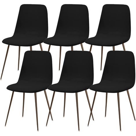 (Schwarz) 6er-Set moderner Esszimmerstuhlbezug, waschbar, universeller Küchenstuhlbezug, Heim- und Küchendekoration