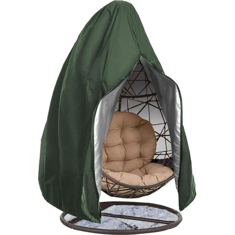 Housse De Chaise Suspendue En Tissu Oxford 210d, Couverture De Chaise Fauteuil Oeuf Avec Fermeture Eclair Imperméable, Coupe-Vent, Anti-Uv, Etanche À La Poussière (Vert,190x115cm) (1/5)