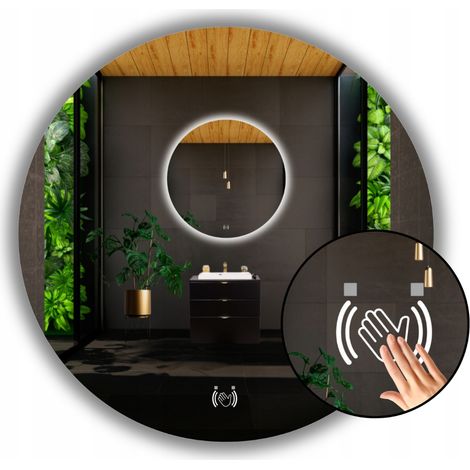 Miroir rond à éclairage LED Fi 80 de diamètre avec interrupteur à capteur (1/5)
