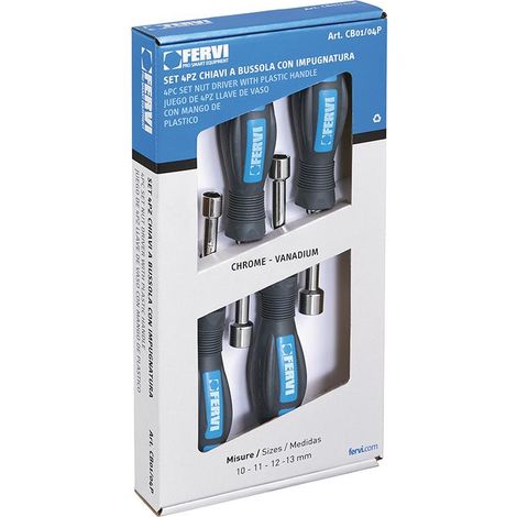 Jeu de 4 cles tournevis a douille 10 - 13 mm avec manche (1/2)
