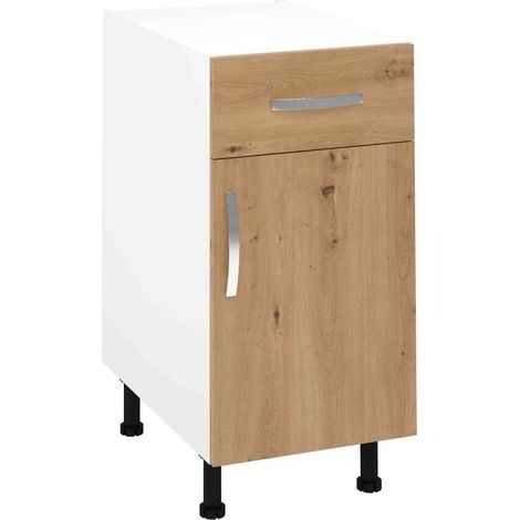 Mueble cocina bajo con 1 cajón y 1 puerta en roble albar. 83 cm(alto)40 cm(ancho)58 cm(largo)
