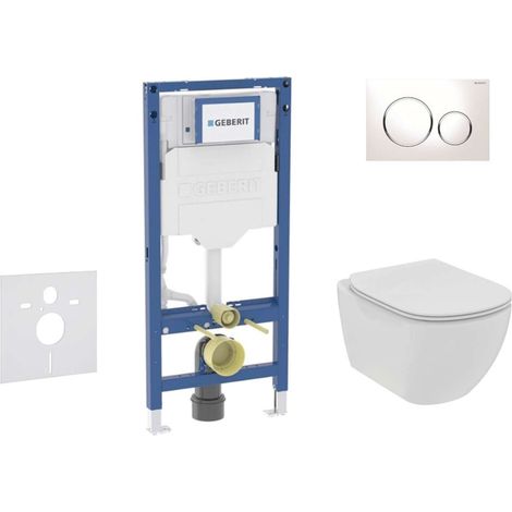 Geberit Duofix - Set bâti-support, cuvette Tesi et abattant softclose, plaque de déclenchement Sigma20, blanc/chrome SANI11CD3111 (1/5)