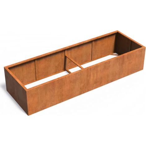 Adezz Pflanzgefäß Carrez ohne Boden aus Corten-Stahl Pflanzkübel Größe 300x100x60 cm (1/2)
