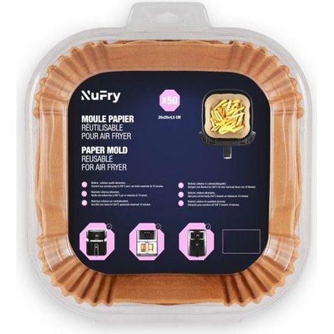 Nufry - Papersquare 2350 - Moules Papier Cuisson Air Fryer 50 Pcs