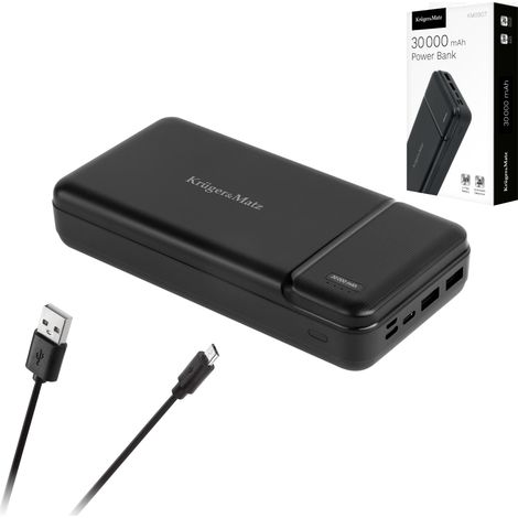 Batterie externe 30 000 mAh, 2 ports USB, câble USB-C KrugerMatz (1/5)