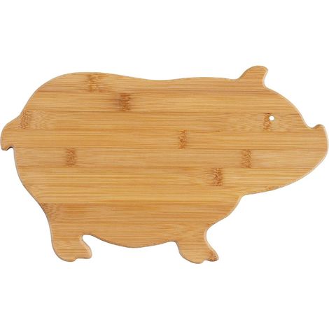Tabla de cortar de bambú con forma de cerdo, tabla de cortar infantil con forma de cerdo (1/2)