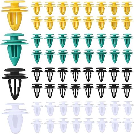 Kit de 60 Pièces de Clips de Fixation en Plastique pour Voiture - Agrafes de Carrosserie Universelles, Rivets pour Panneaux de Portes et Garnitures Auto (4 Tailles, 8-10mm) (1/5)