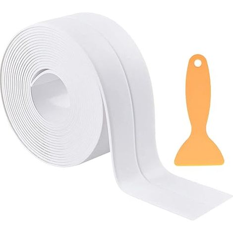 Rouleaux de Ruban Adhésif étanche Décoration Cuisine, Salle Baignoire, Toilettes, Mur, Sol, (3.2M x 38mm, Blanc)