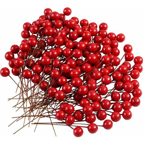 150 pièces Baies de Houx de noël Baies artificielles pour décorations de Guirlande de noël Guirlande Faisant des Fournitures décoration de fête de noël (1/5)