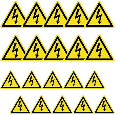 20 Pièces 5cm/10cm Signalétique Electricité Autocollant, Panneau danger Électrique Jaune, Sticker Adhésif Electricité PVC (1/5)