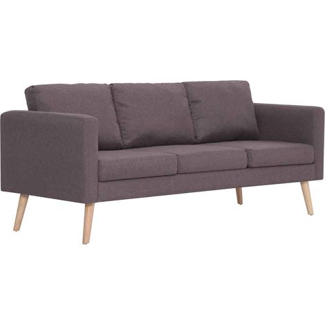 Canapé droit fixe 3 places, Canapé de relaxation Meuble de Salon, Tissu Taupe OIB2411E (1/5)