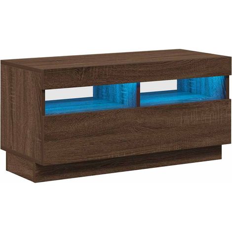 vidaXL Mueble de TV con luces LED color roble marrón 80x35x40 cm (1/2)