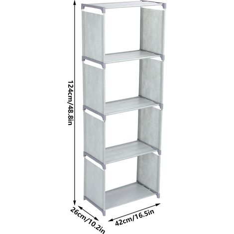 Étagère Bibliothèque Multiniveaux Gris, Rangement Salon Chambre, Meuble de Stockage Moderne (1/5)
