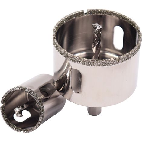 Scie cloche diamantée pour verre de 60 mm avec foret central pour céramique, carrelage, porcelaine, marbre (1/4)