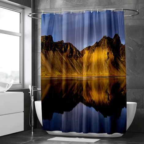 Rideau de douche paysage naturel, tissu imprimé, décoration salle de bain, écran intimité baignoire - 90x180cm (1/5)