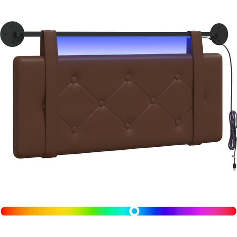 Maison Exclusive - Tête de lit suspendue Avec lumière LED Marron Simili cuir