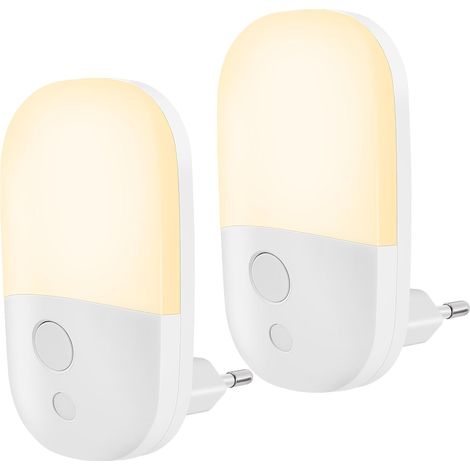 Veilleuse Enfants avec Capteur de Crépuscule, Lot de 2 Veilleuse Prise Electrique avec Luminosité, prises standard européennes (1/5)